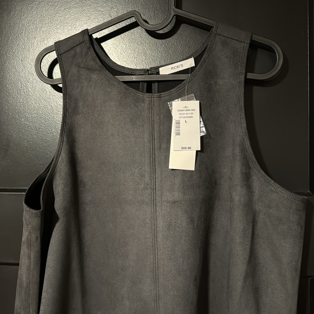 Rickis Sleeveless Faux Suede Dress Charcoal - Picture 6 of 8